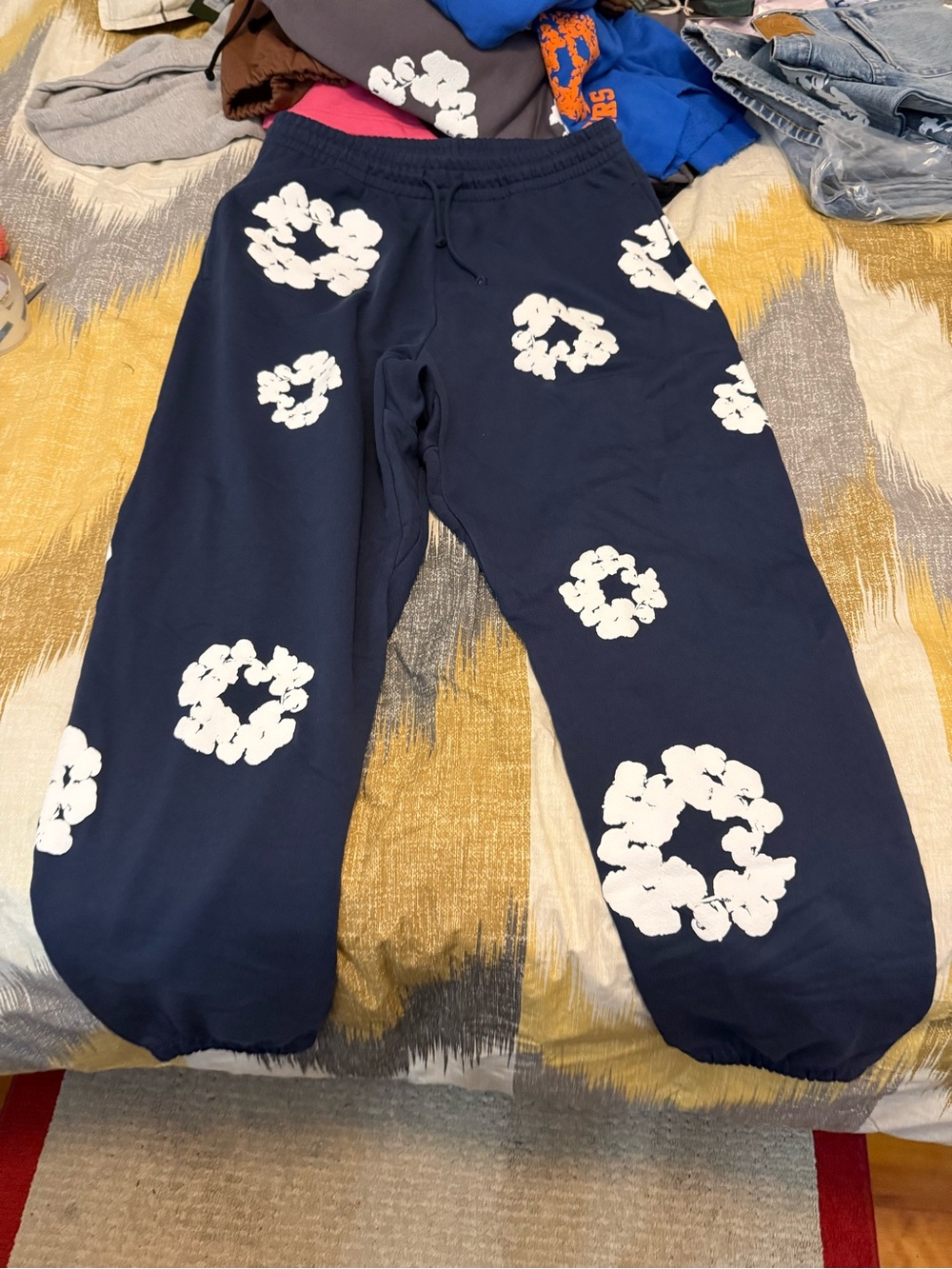 Denim Tears Cotton Wreath Navy Blue Men’s Sweatpants 2023 Season